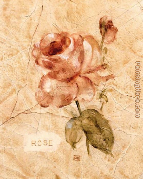 Rose on Cracked Linen painting - Cheri Blum Rose on Cracked Linen art painting